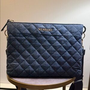 MZ Wallace Quilted Crossbody Crosby Pippa in True Denim Large